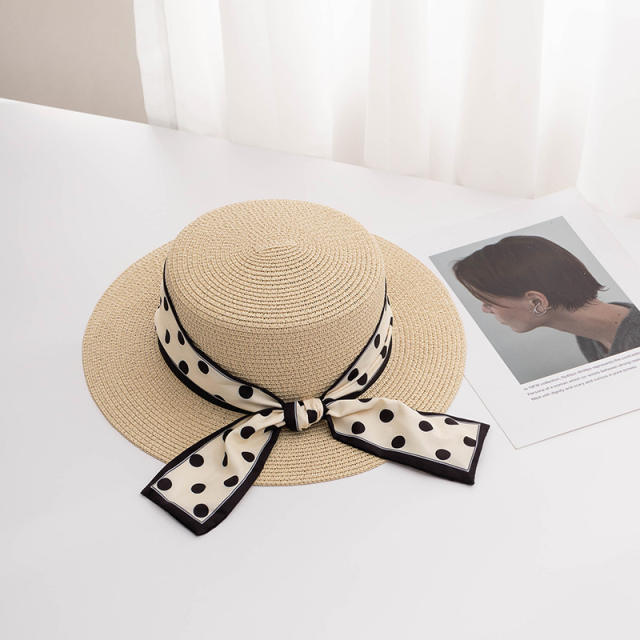 Fashionable Simple Wave Dot Straw Hat Women's Sunshade Sunscreen Holiday Beach Hat