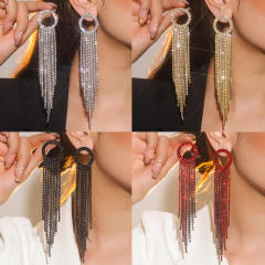 Delicate colorful rhinestone tassel diamond earrings party wedding earrings
