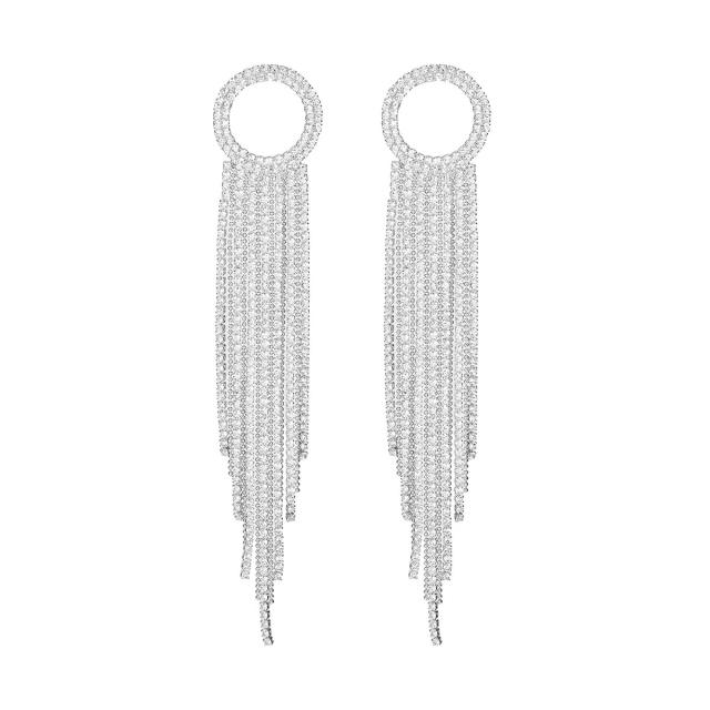 Delicate colorful rhinestone tassel diamond earrings party wedding earrings