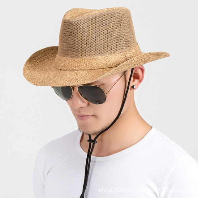 Men's summer sun hat sun hat casual breathable fishing hat outdoor sunscreen straw hat