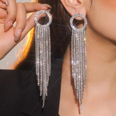 Delicate colorful rhinestone tassel diamond earrings party wedding earrings