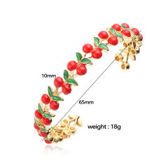 Exquisite sweet cherry strawberry gold plated copper cuff bangle