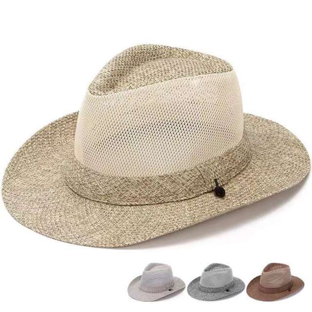 Men's summer sun hat sun hat casual breathable fishing hat outdoor sunscreen straw hat