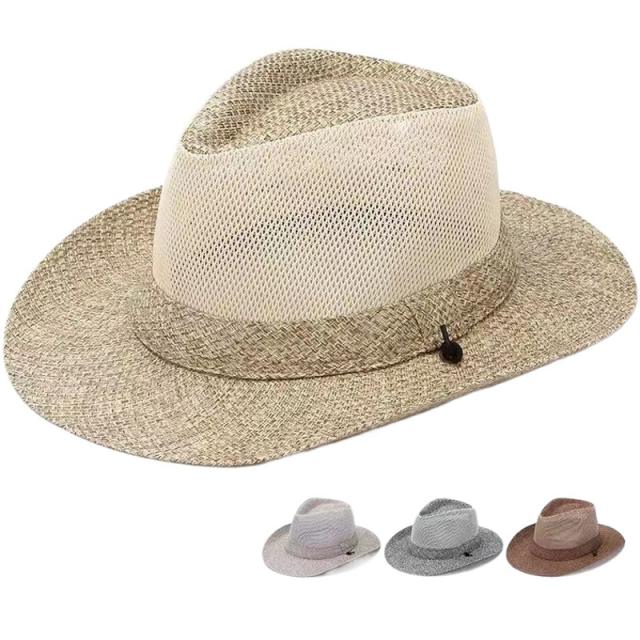 Men's summer sun hat sun hat casual breathable fishing hat outdoor sunscreen straw hat