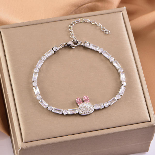 Simple Zircon Full Diamond Animal Bracelet Girlfriend Birthday Gift stainless steel tennis bracelet