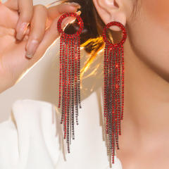 Delicate colorful rhinestone tassel diamond earrings party wedding earrings