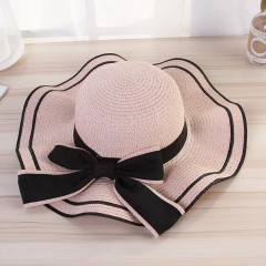 Women's Woven Straw Hat Summer All-match Seaside Bow Anti-sunscreen Hat