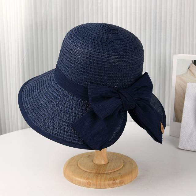 Summer new fashion bow straw hat outdoor leisure sun hat travel sun hat big brim sun hat