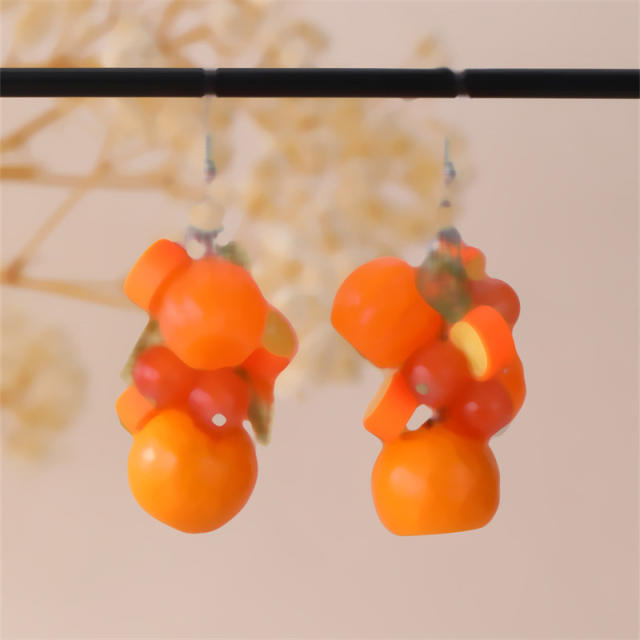 New three-dimensional fruit strawberry pendant earrings grape lemon earrings women's jewelry