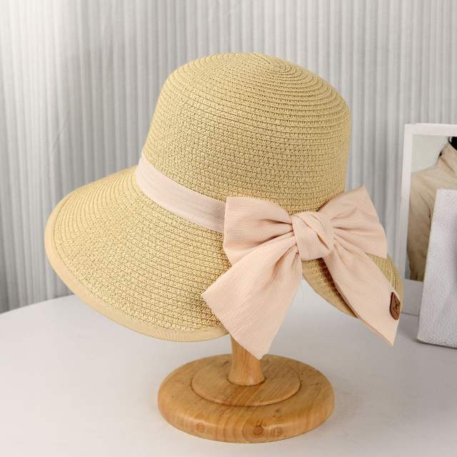 Summer new fashion bow straw hat outdoor leisure sun hat travel sun hat big brim sun hat