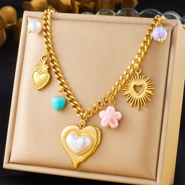 Fashion spiral oval heart-shaped large pendant sweater chain charm necklace collection