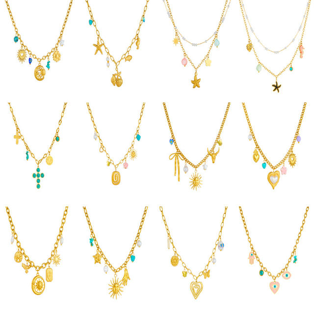 Fashion spiral oval heart-shaped large pendant sweater chain charm necklace collection