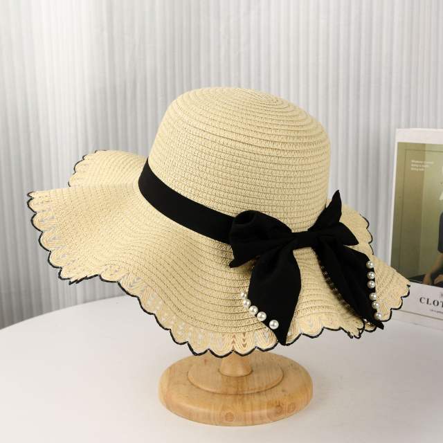 Summer new wave straw hat outdoor leisure sun hat fashion bow sun hat