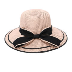Women's Woven Straw Hat Summer All-match Seaside Bow Anti-sunscreen Hat