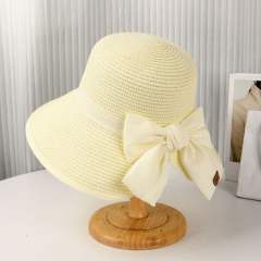 Summer new fashion bow straw hat outdoor leisure sun hat travel sun hat big brim sun hat