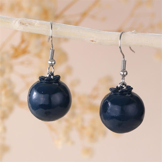 Funny simulation fruit resin earrings strawberry lemon seasonal fruit female ear jewelry