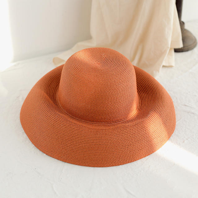 Summer Hat New Women's Sun Hat Folding Beach Hat Big Brim Travel Sun Protection Hepburn Wind Sun Hat
