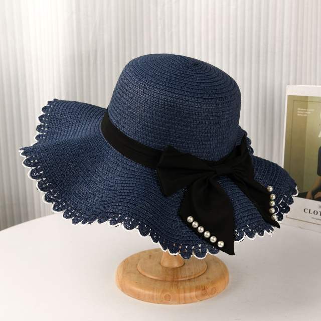 Summer new wave straw hat outdoor leisure sun hat fashion bow sun hat