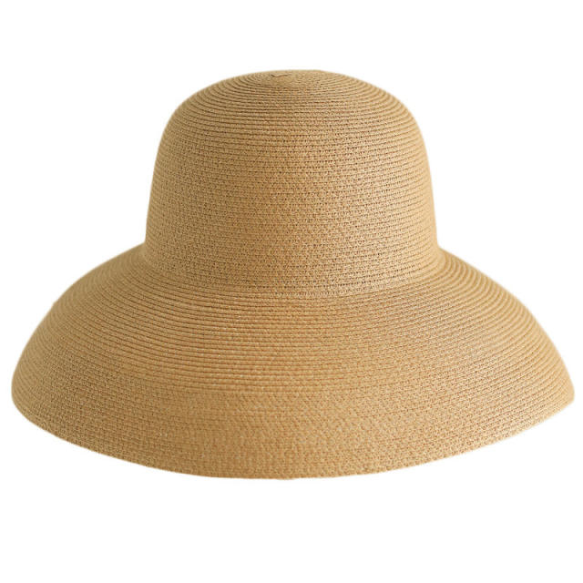 Summer Hat New Women's Sun Hat Folding Beach Hat Big Brim Travel Sun Protection Hepburn Wind Sun Hat