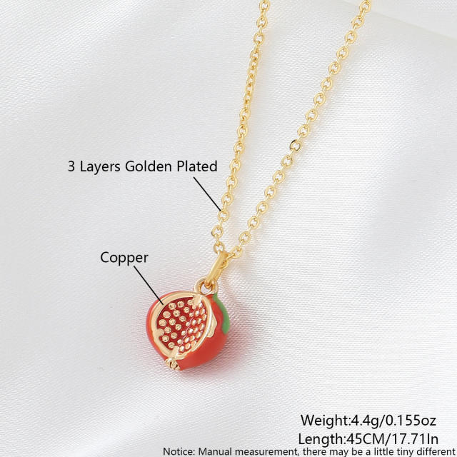 Copper gold-plated cute mini fruit necklace cherry strawberry accessories personalized pendant necklace