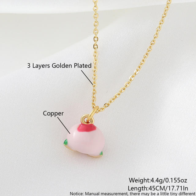 Copper gold-plated cute mini fruit necklace cherry strawberry accessories personalized pendant necklace