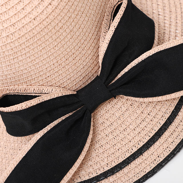 Women's Woven Straw Hat Summer All-match Seaside Bow Anti-sunscreen Hat