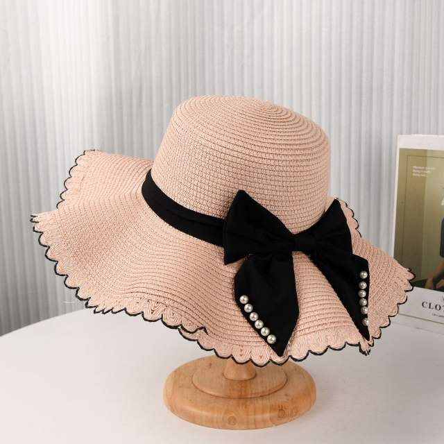 Summer new wave straw hat outdoor leisure sun hat fashion bow sun hat
