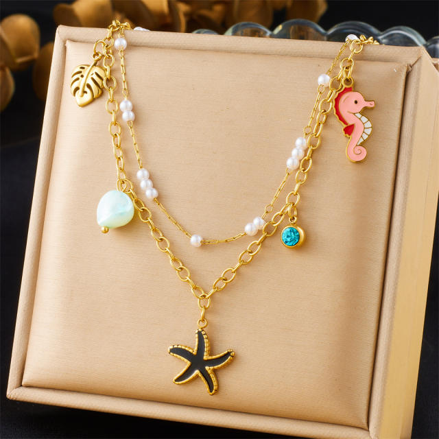 Fashion spiral oval heart-shaped large pendant sweater chain charm necklace collection