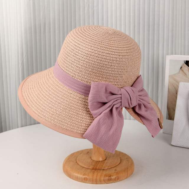 Summer new fashion bow straw hat outdoor leisure sun hat travel sun hat big brim sun hat