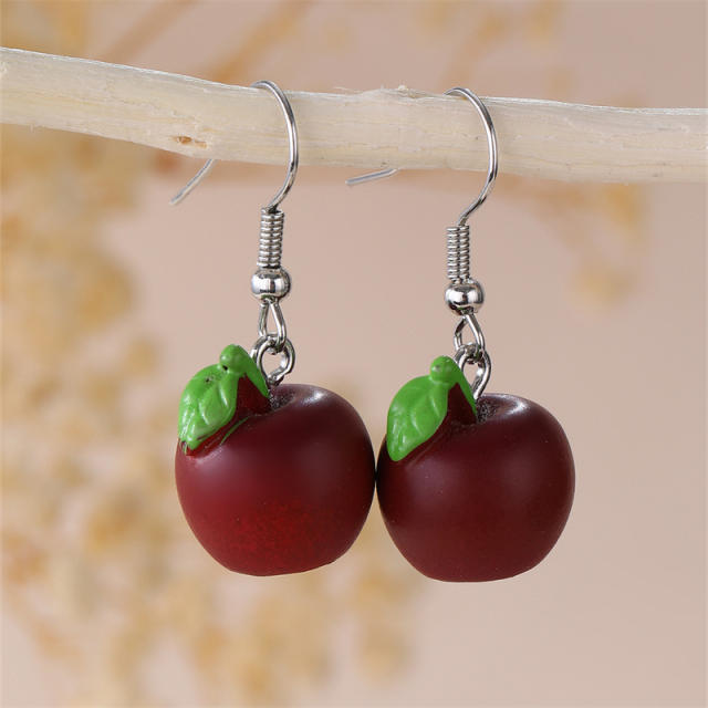 Funny simulation fruit resin earrings strawberry lemon seasonal fruit female ear jewelry