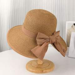 Summer new fashion bow straw hat outdoor leisure sun hat travel sun hat big brim sun hat