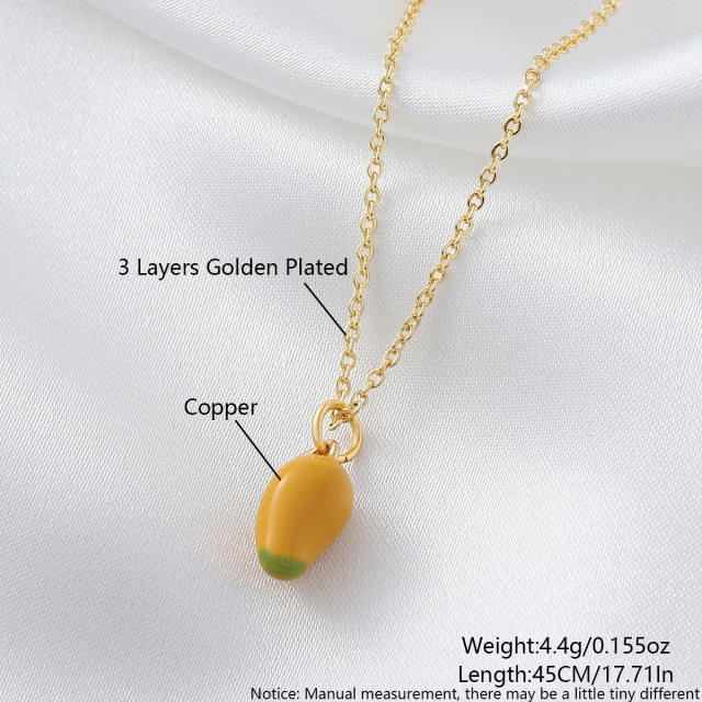 Copper gold-plated cute mini fruit necklace cherry strawberry accessories personalized pendant necklace