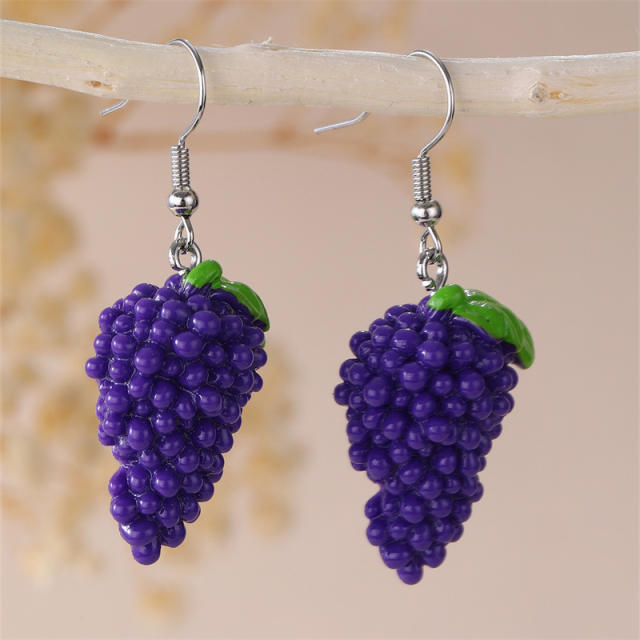 Funny simulation fruit resin earrings strawberry lemon seasonal fruit female ear jewelry