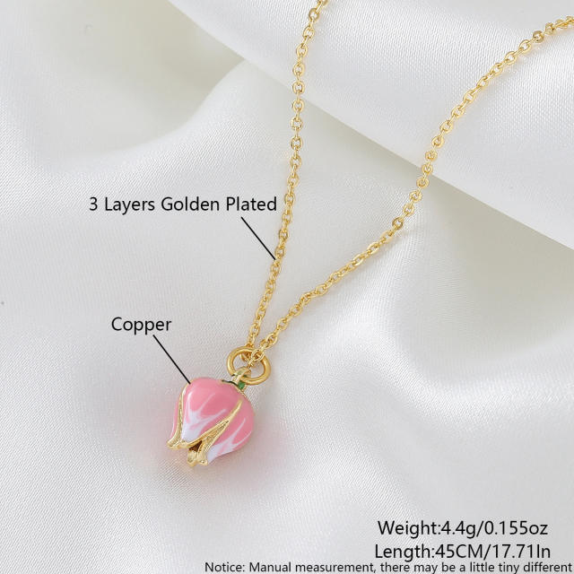 Copper gold-plated cute mini fruit necklace cherry strawberry accessories personalized pendant necklace
