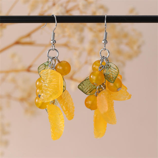 New three-dimensional fruit strawberry pendant earrings grape lemon earrings women's jewelry