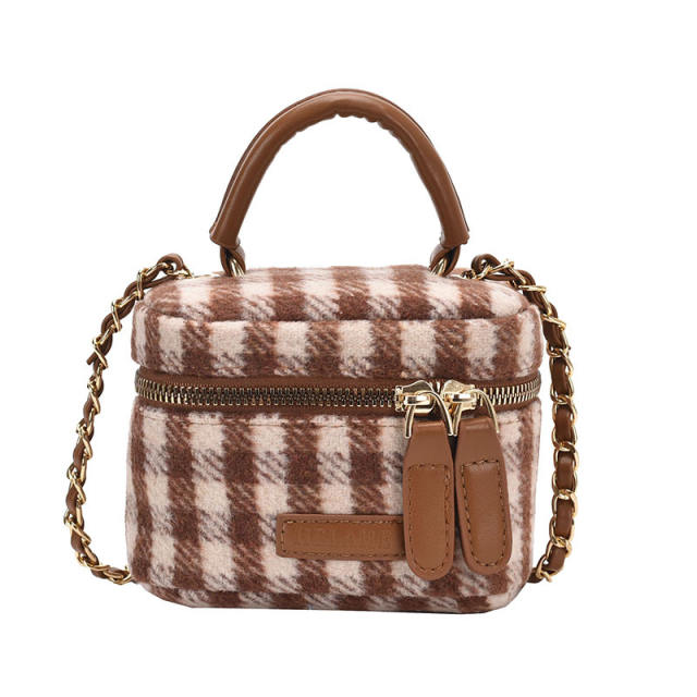 Cute plaid pattern sweet bow purse bag chain bag box bag for women girls