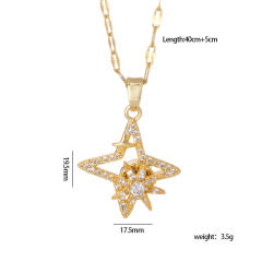 Zircon Time-running Rotating Four-leaf Clover stainless steel chain necklace