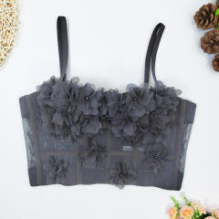 Sweet girl lace mesh corset tops camisoles for women