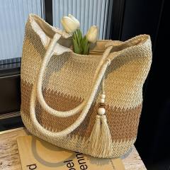 Large Capacity Straw Woven Bag Casual Beach Holiday Tote Bag