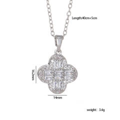 Dainty diamond four leaf clover pendant stainless steel chain necklace