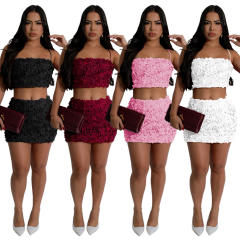 Fashion Women's Tube Top Sexy Skirt Fashion Two-piece suit