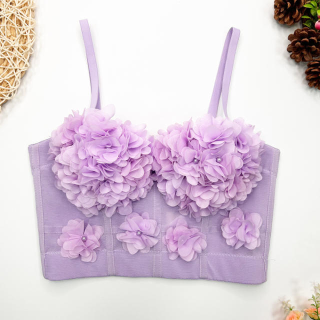Sweet girl lace mesh corset tops camisoles for women