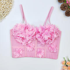 Sweet girl lace mesh corset tops camisoles for women