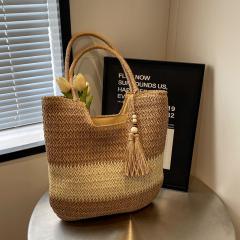 Large Capacity Straw Woven Bag Casual Beach Holiday Tote Bag