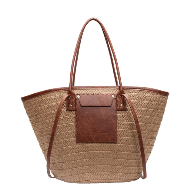Travel Holiday Style Straw Woven Bag Women's 2025 Summer Tote Bag Large Capacity Beach Bag