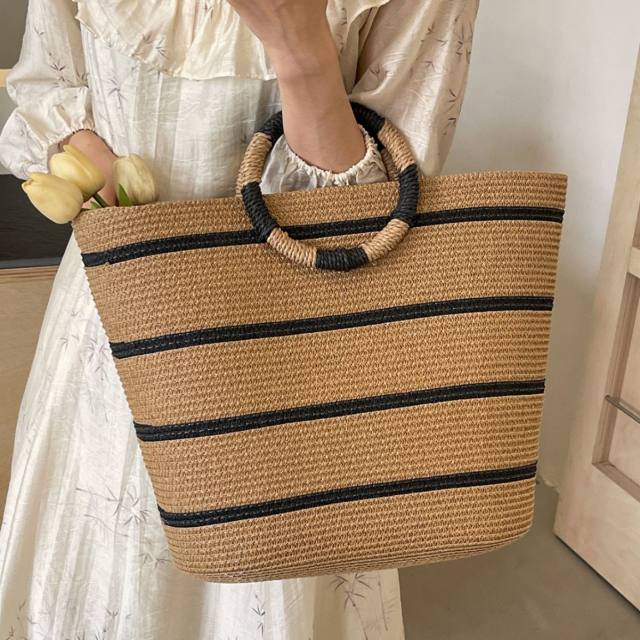 Holiday Style Straw Woven Bag Large Capacity Woven Tote Bag Beach Bag