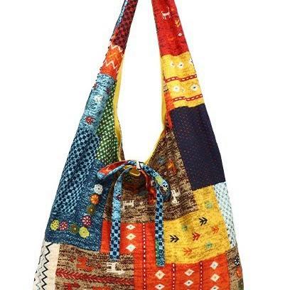 2025 Spring Ethnic Style Floral Patchwork Shoulder Bag Lazy Style Large Capacity Floral Square Tote Bag for Women