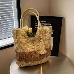 Large Capacity Straw Woven Bag Casual Beach Holiday Tote Bag