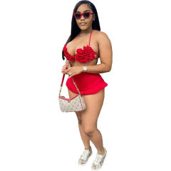 Sexy Strap Neck Backless Ruffled Shorts Set