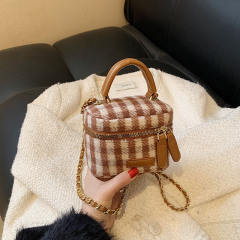 Cute plaid pattern sweet bow purse bag chain bag box bag for women girls